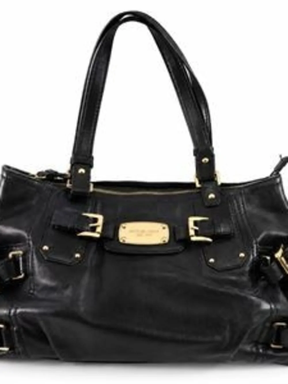 Michael Kors Black Leather Handbag with Gold Hardware